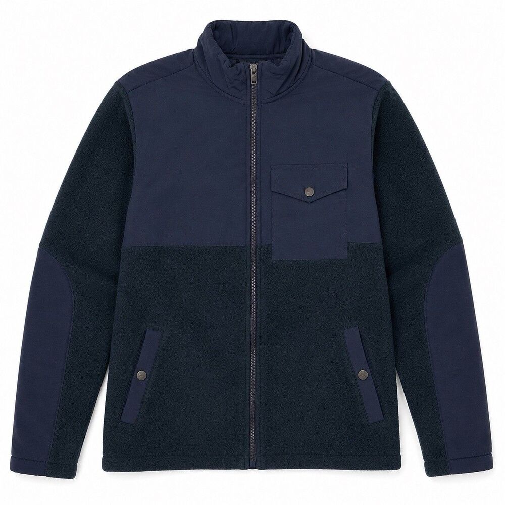 Vuori Morrow Sherpa Fleece Jacket Mens Large Navy Blue Full Zip Outdoor V537